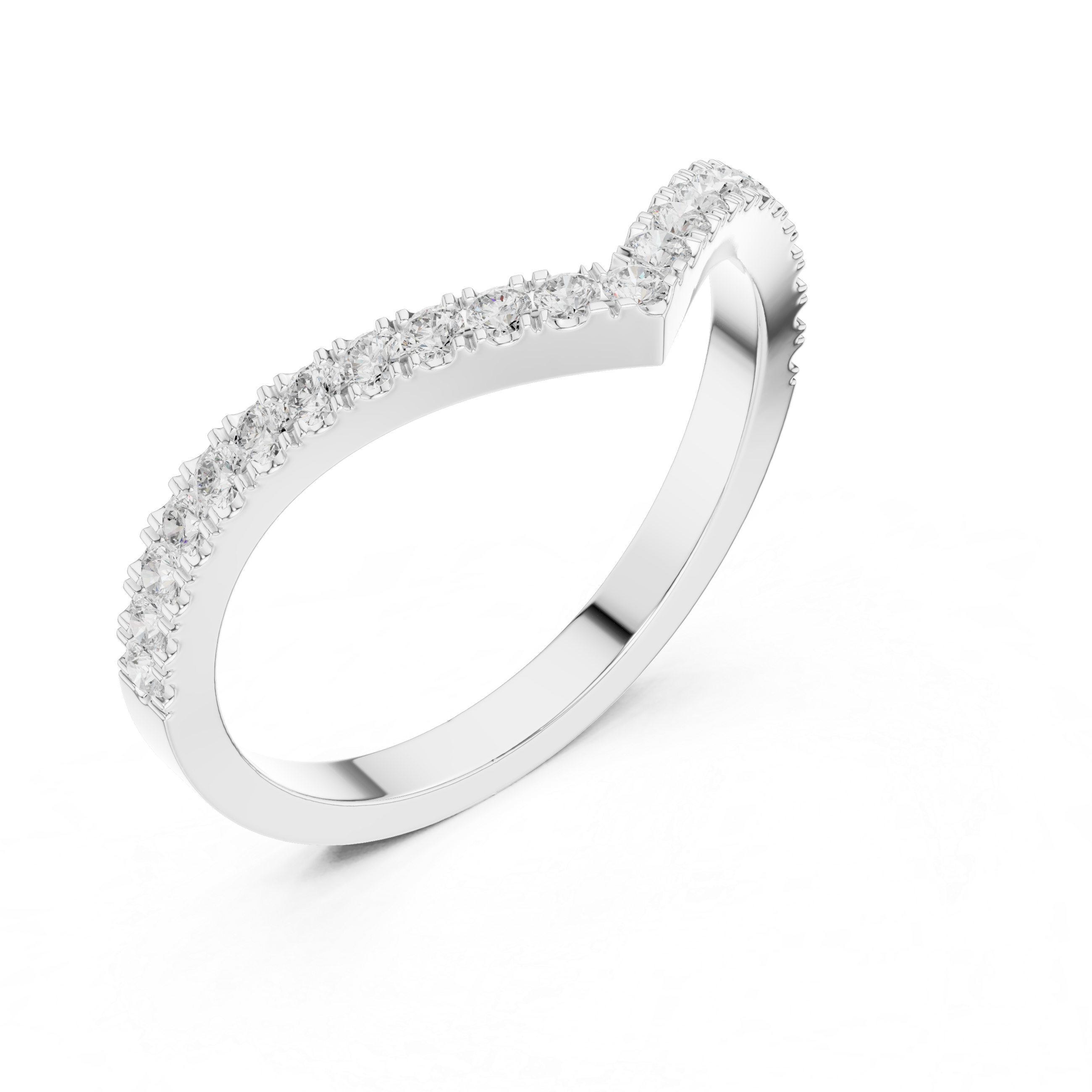 Chevron Diamond Wedding Band Ring in Rose Gold