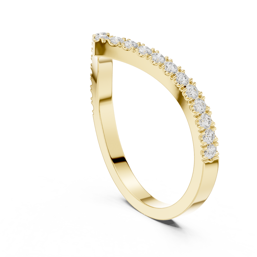 Chevron Diamond Wedding Band Ring in Rose Gold