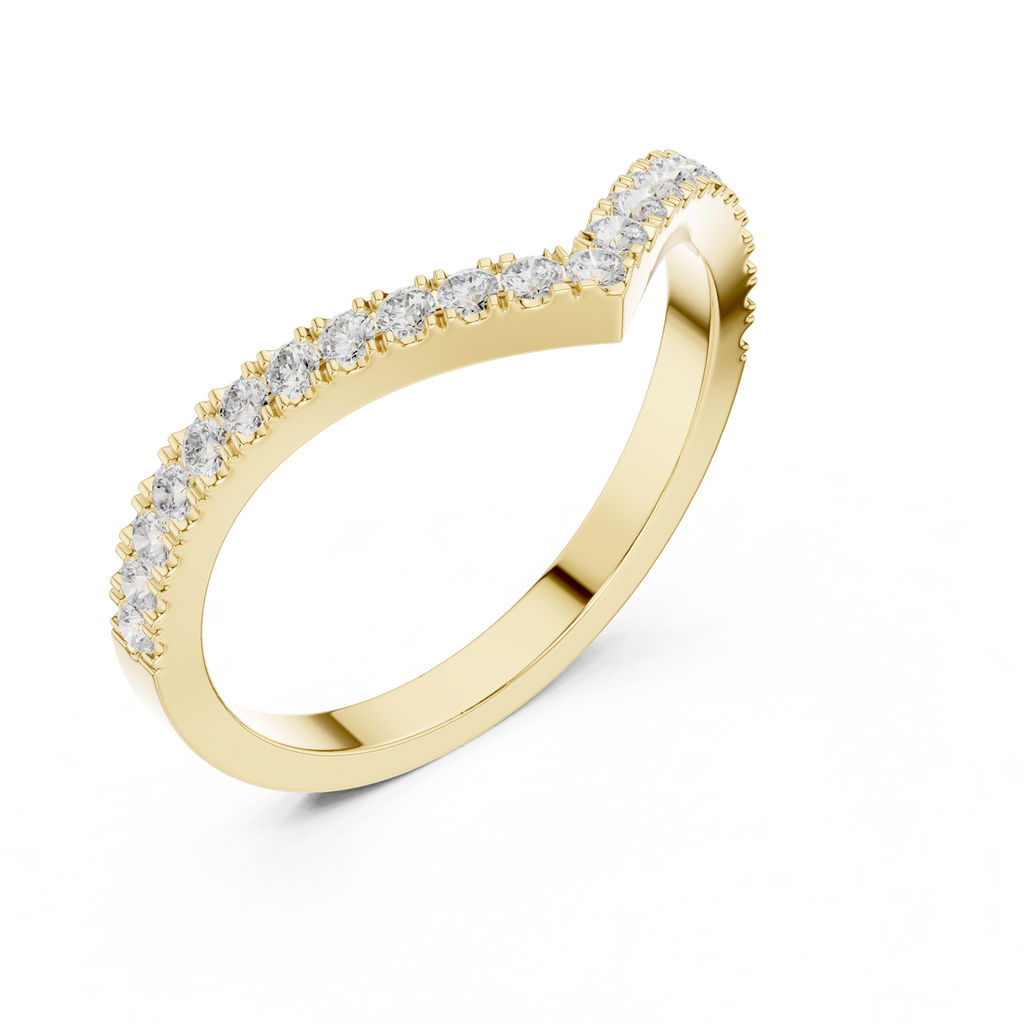 Chevron Diamond Wedding Band Ring in Rose Gold