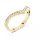Chevron Diamond Wedding Band Ring in Rose Gold