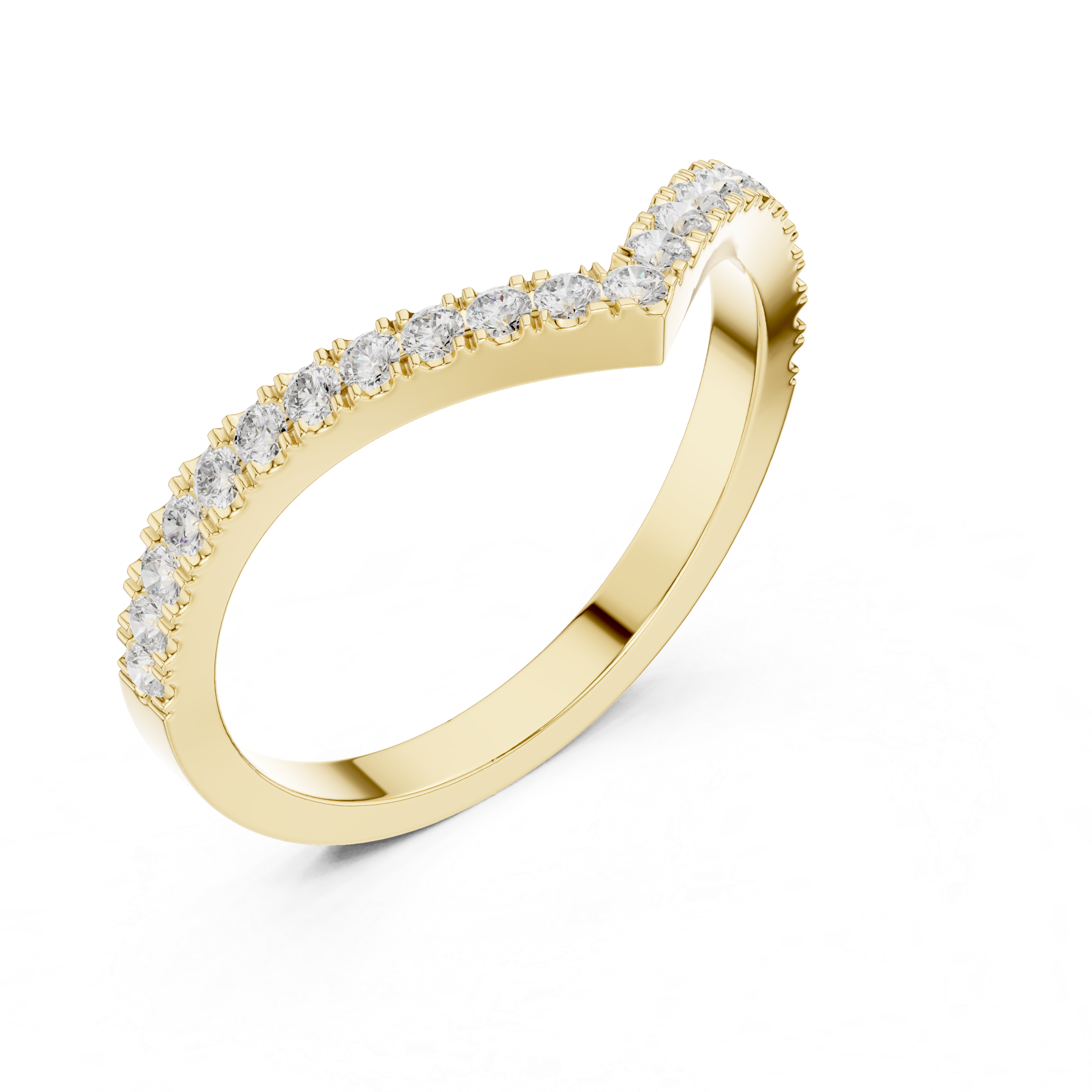 Chevron Diamond Wedding Band Ring in Rose Gold