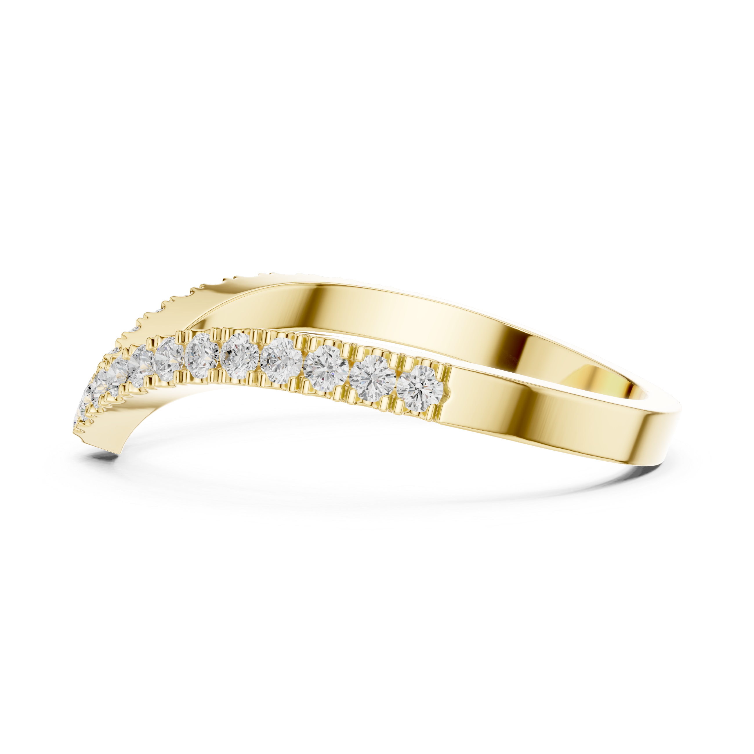 Chevron Diamond Wedding Band Ring in Rose Gold