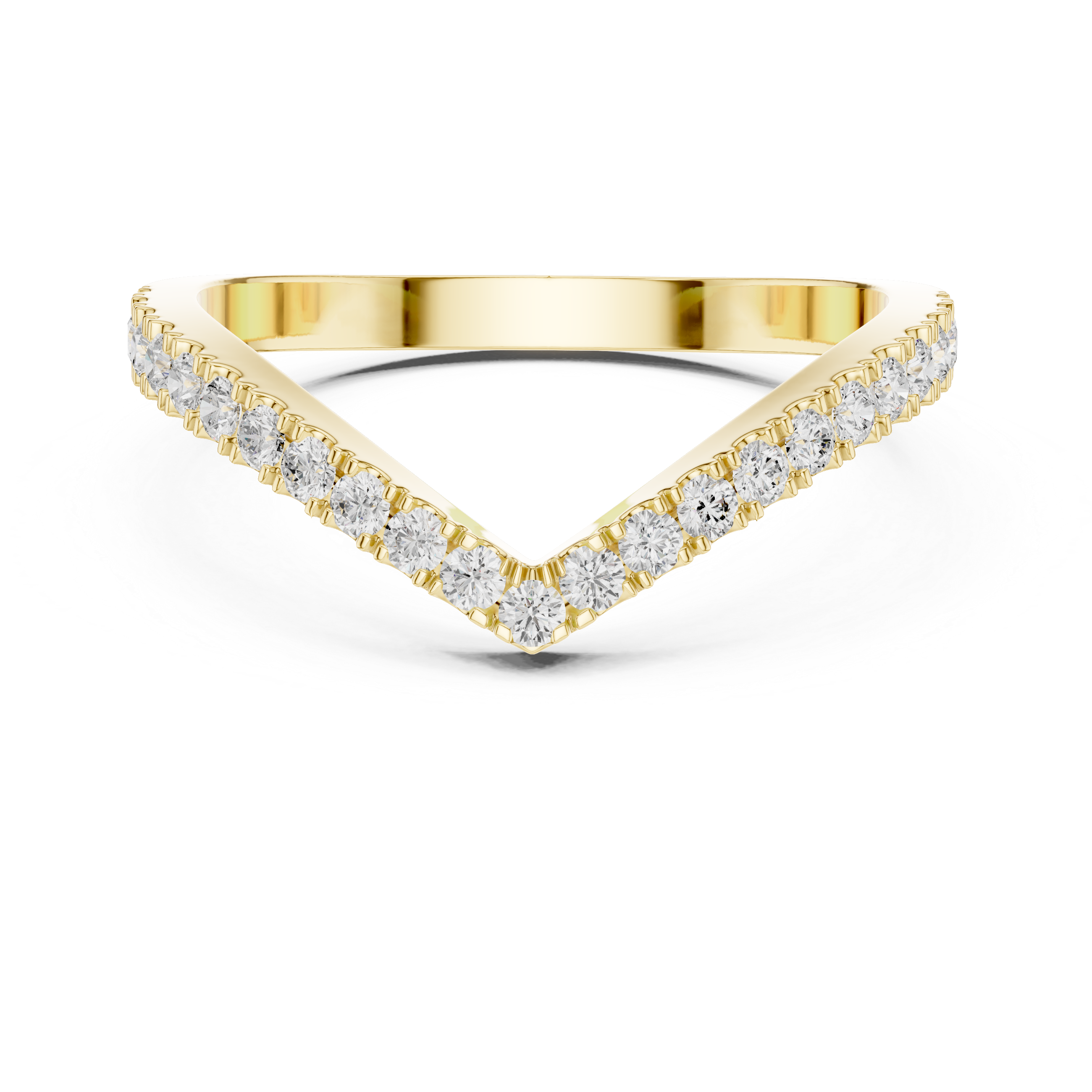 Chevron Diamond Wedding Band Ring in Rose Gold