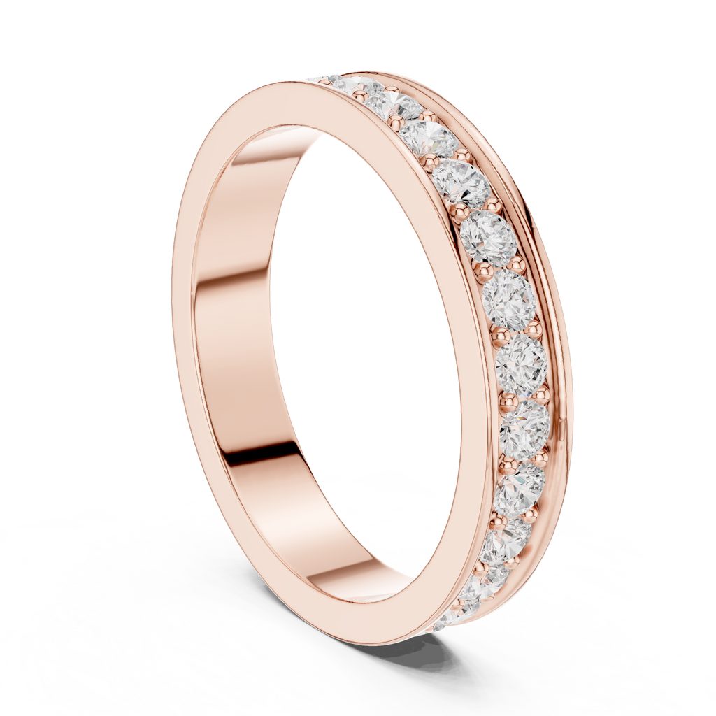 Channel Set Diamond Eternity Wedding Band in Rose Gold