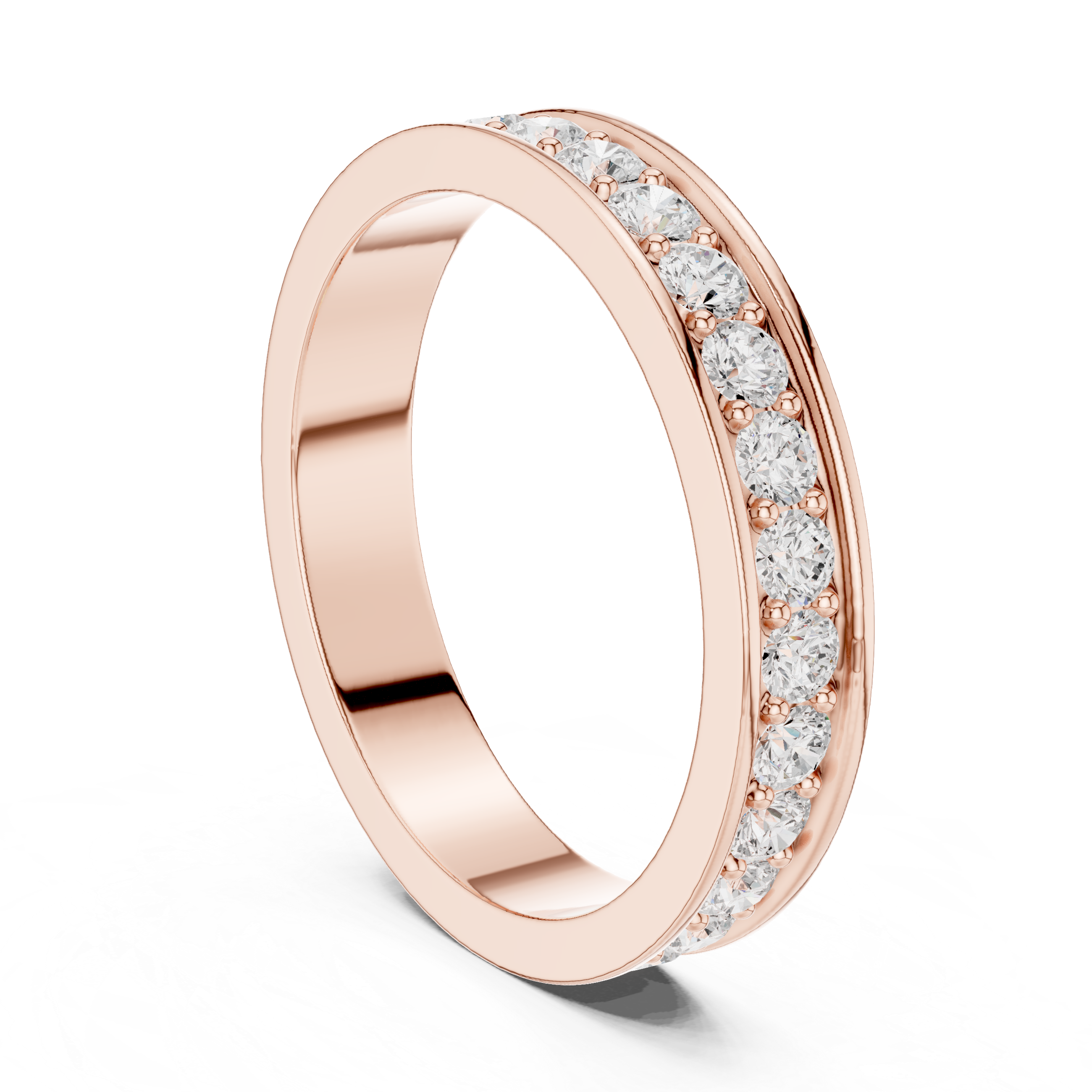 Channel Set Diamond Eternity Wedding Band in Rose Gold