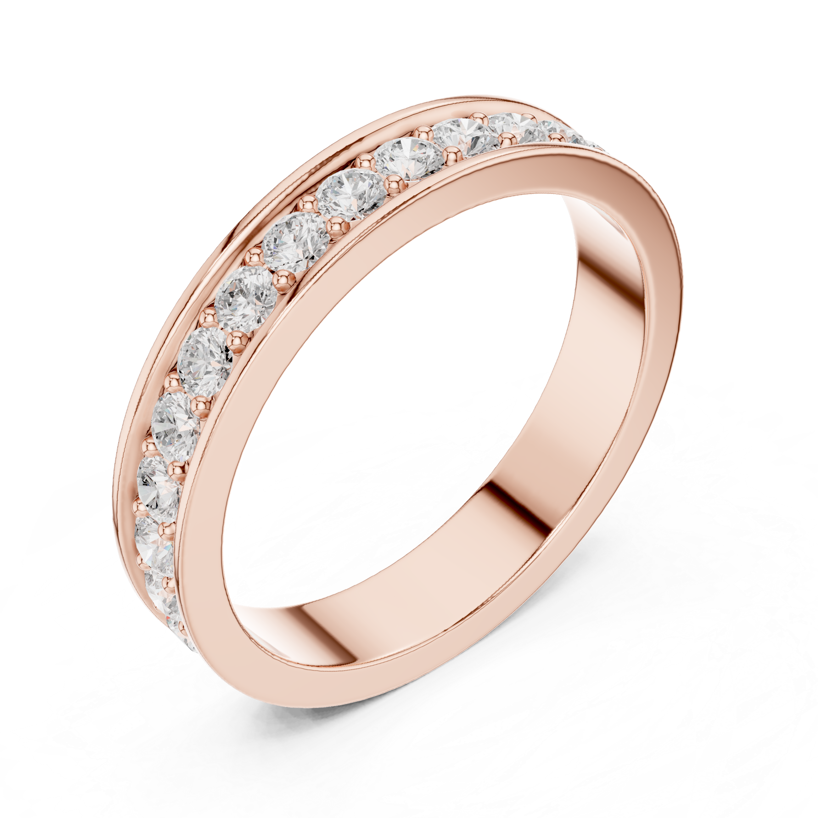 Channel Set Diamond Eternity Wedding Band in Rose Gold