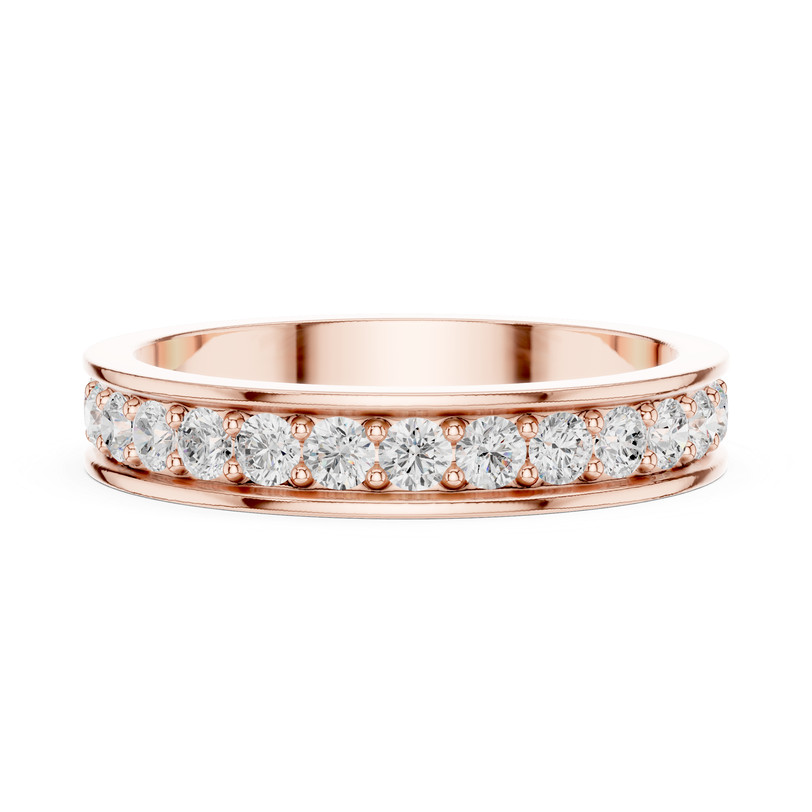 Channel Set Diamond Eternity Wedding Band in Rose Gold