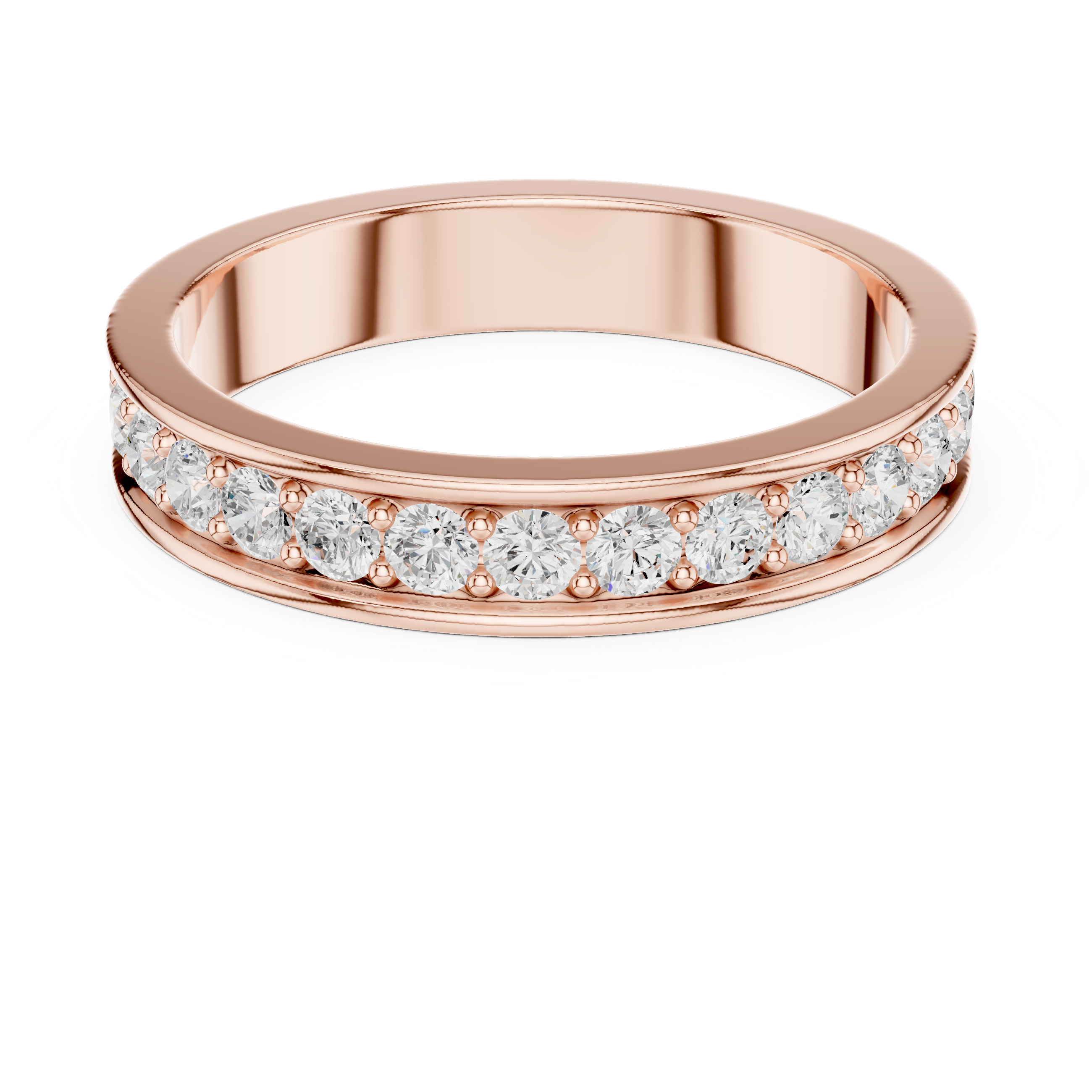 Channel Set Diamond Eternity Wedding Band in Rose Gold