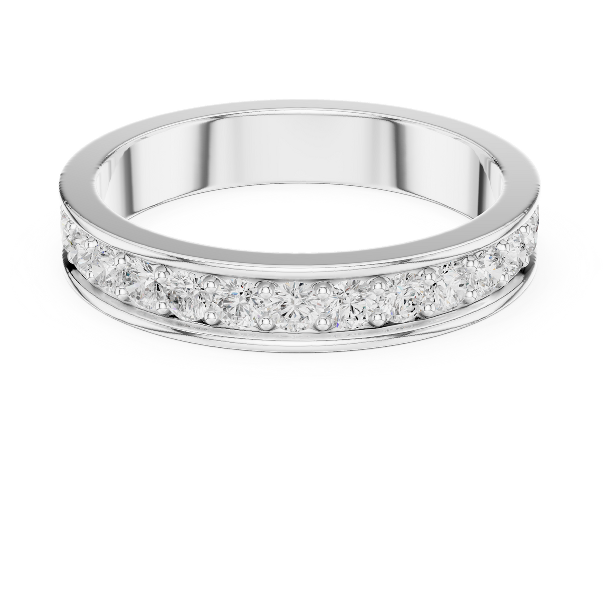 Channel Set Diamond Eternity Wedding Band – view 4 of 12, lab grown diamond band | Jewelix Atelier