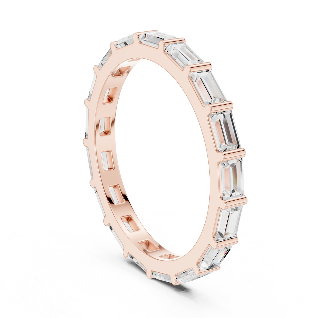 Baguette Cut Diamond Eternity Band Ring in Rose Gold