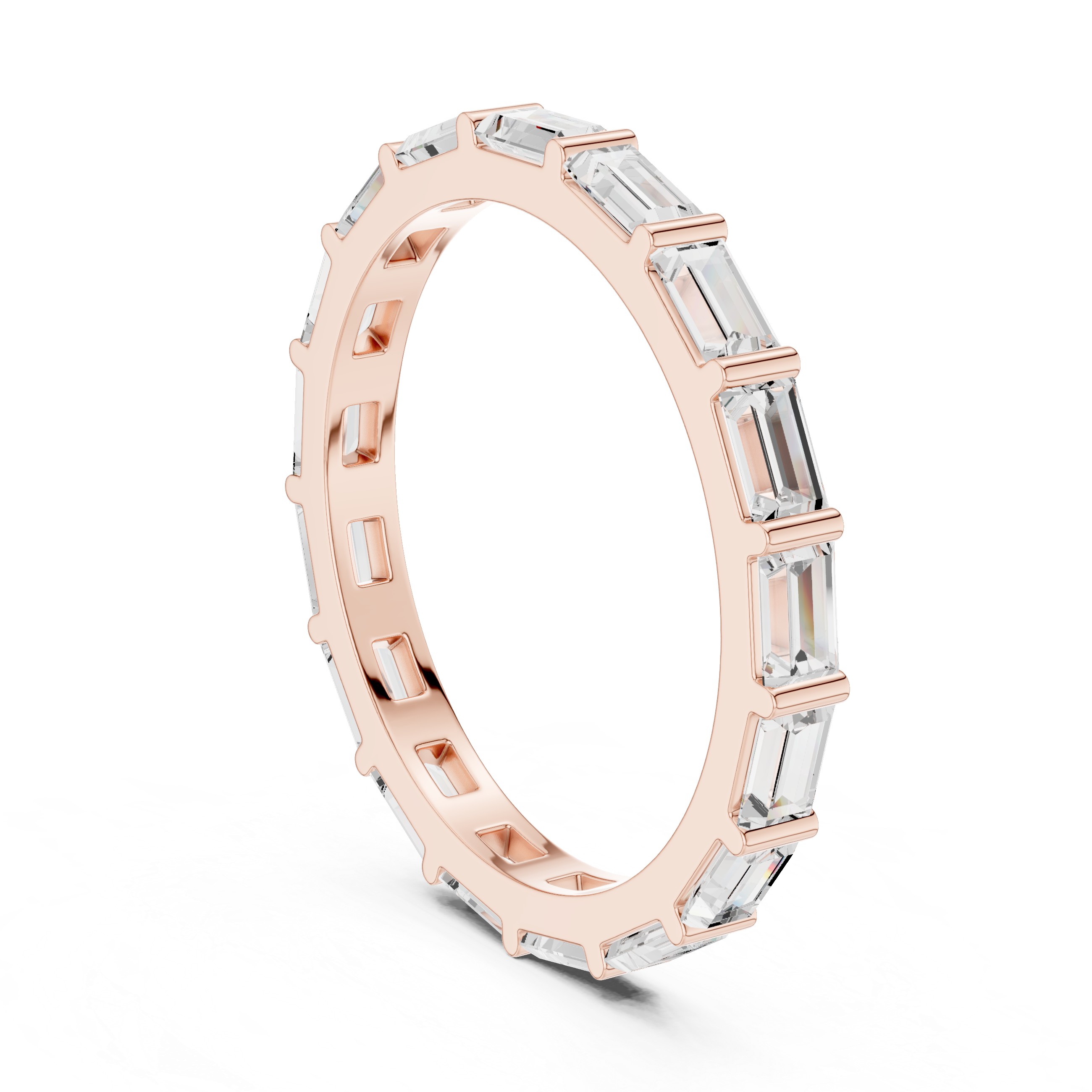 Baguette Cut Diamond Eternity Band Ring in Rose Gold