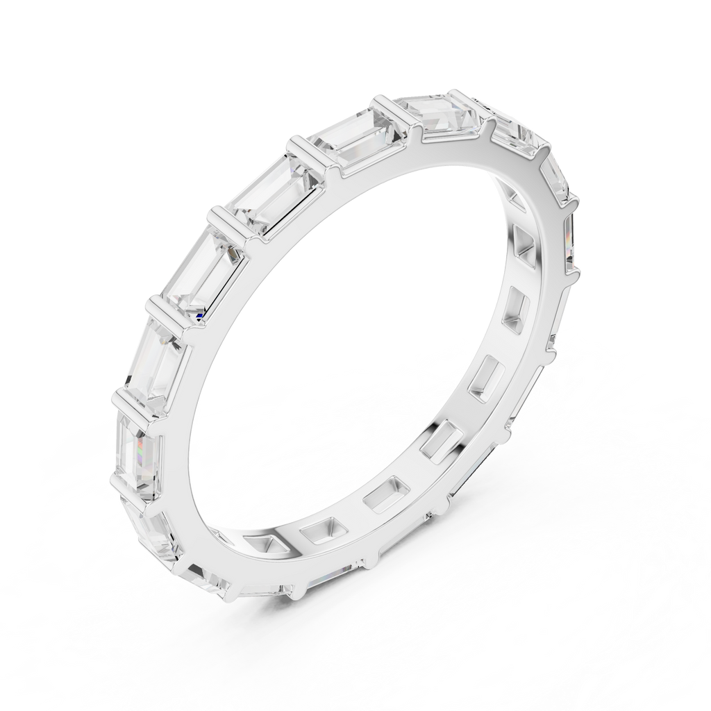 Baguette Cut Diamond Eternity Band Ring in Rose Gold