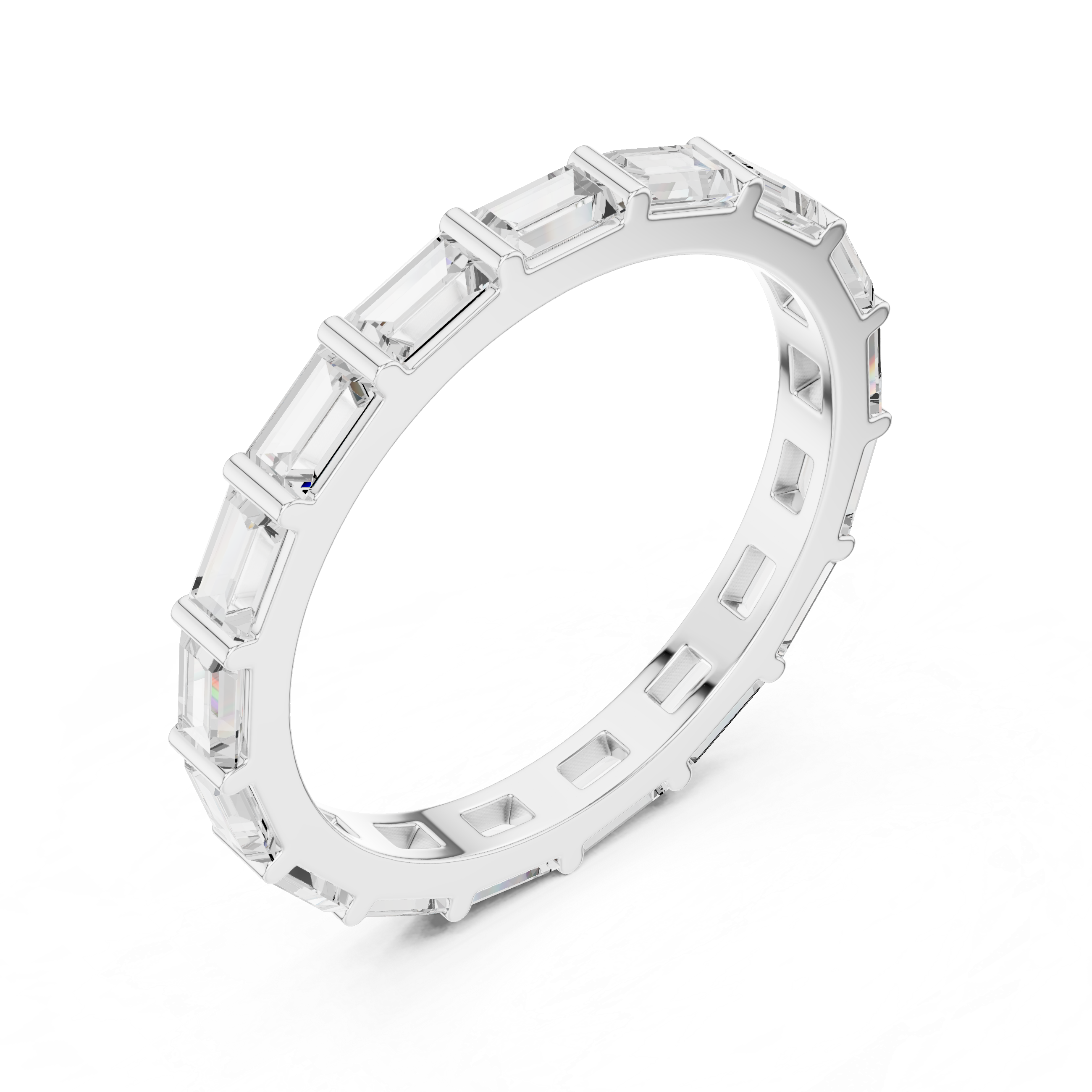 Baguette Cut Diamond Eternity Band Ring in Rose Gold