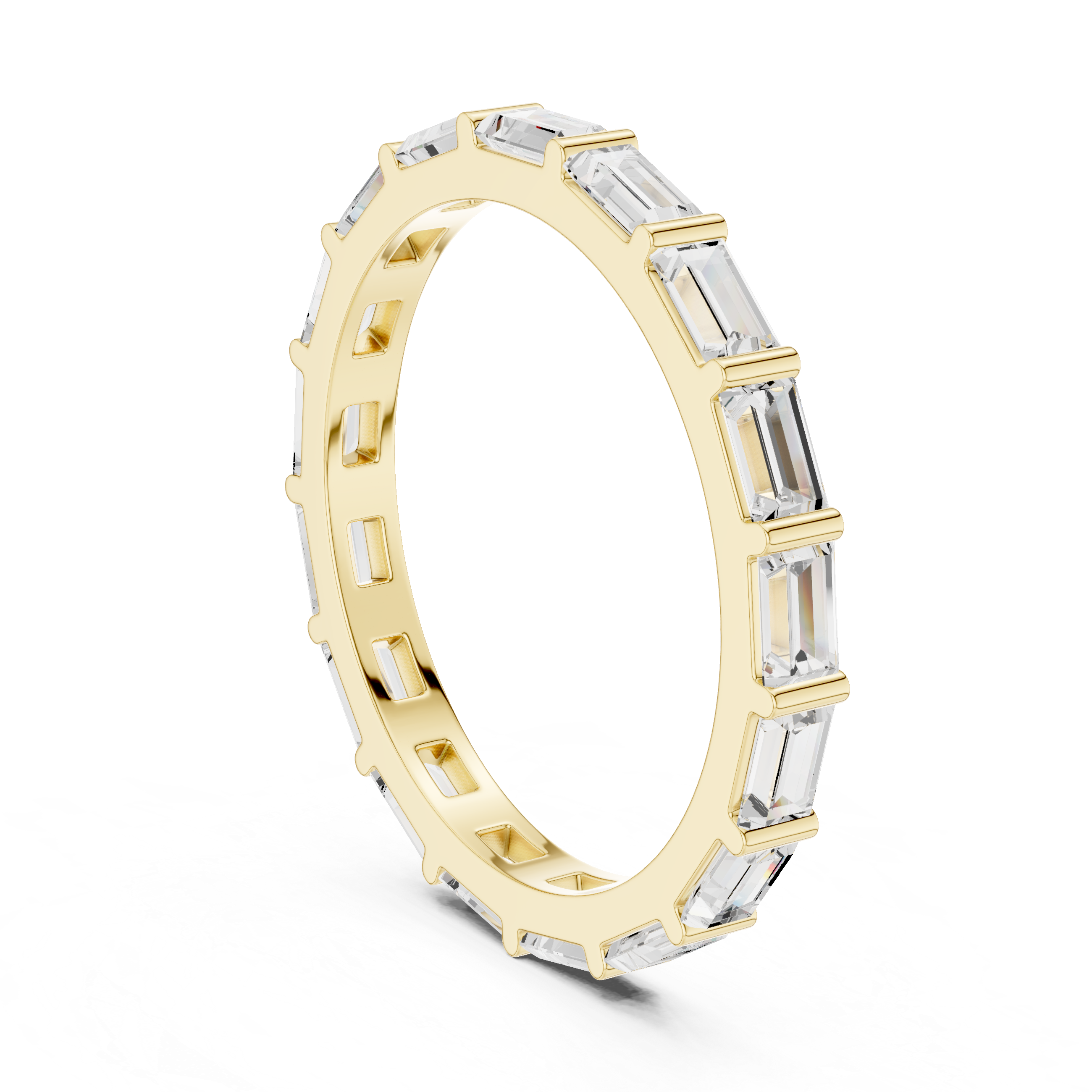 Baguette Cut Diamond Eternity Band Ring in Rose Gold