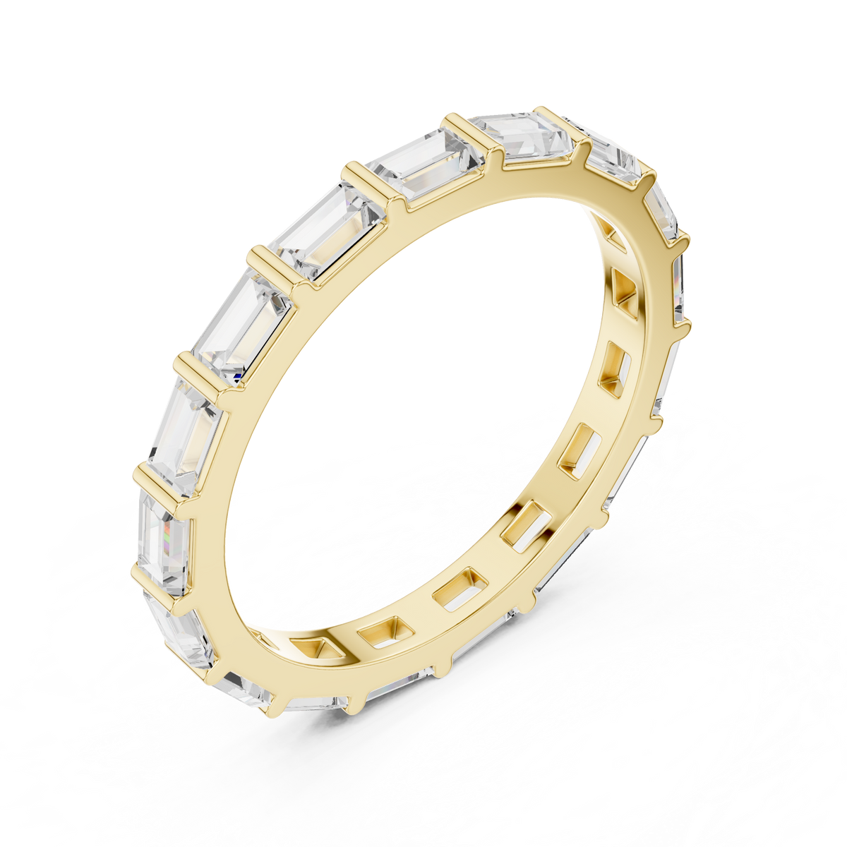 Baguette Cut Diamond Eternity Band Ring – view 11 of 12, lab grown diamond band | Jewelix Atelier