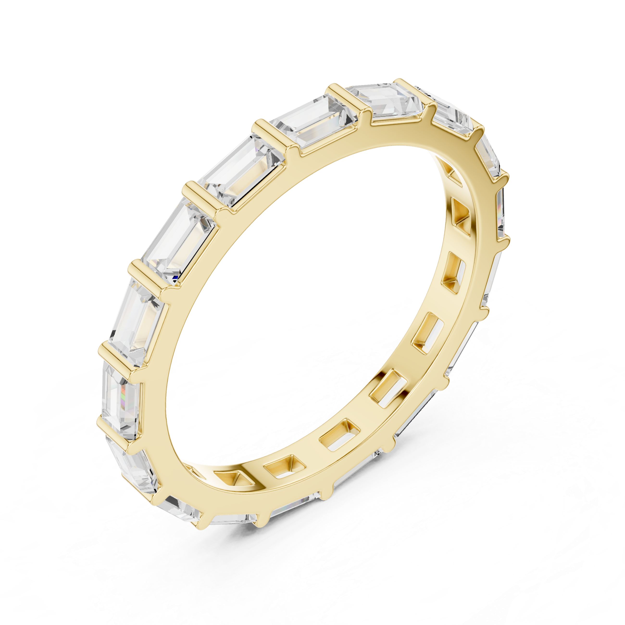 Baguette Cut Diamond Eternity Band Ring in Rose Gold