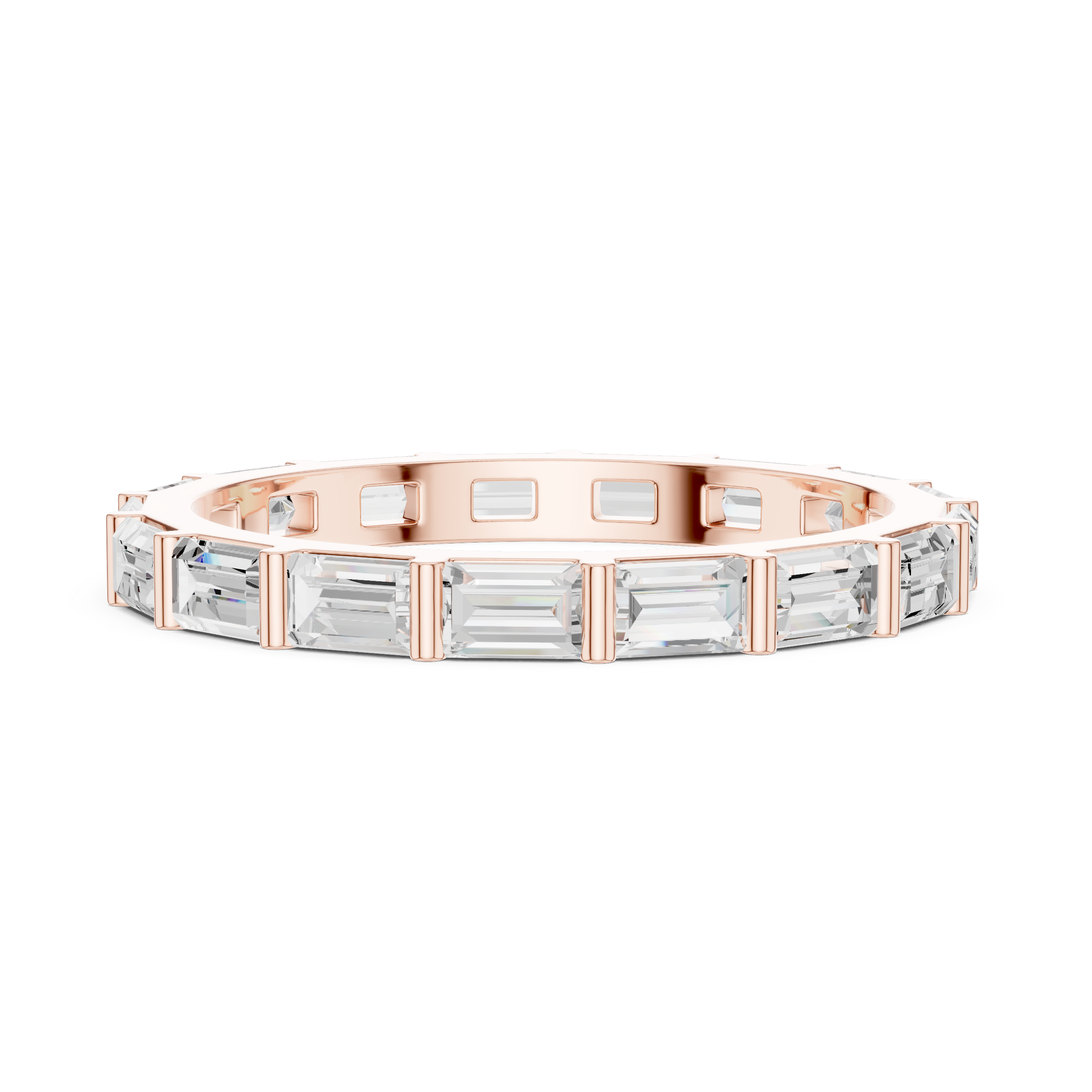 Baguette Cut Diamond Eternity Band Ring in Rose Gold
