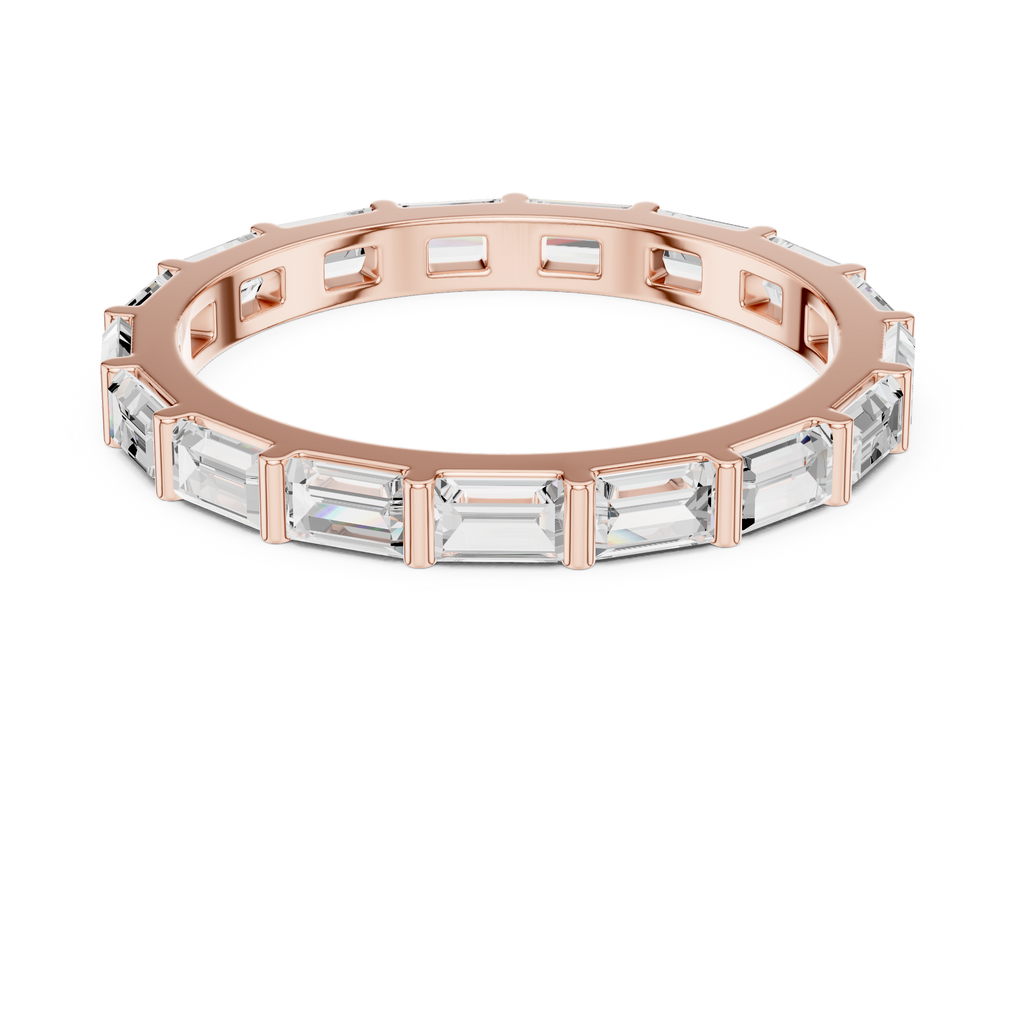 Baguette Cut Diamond Eternity Band Ring in Rose Gold