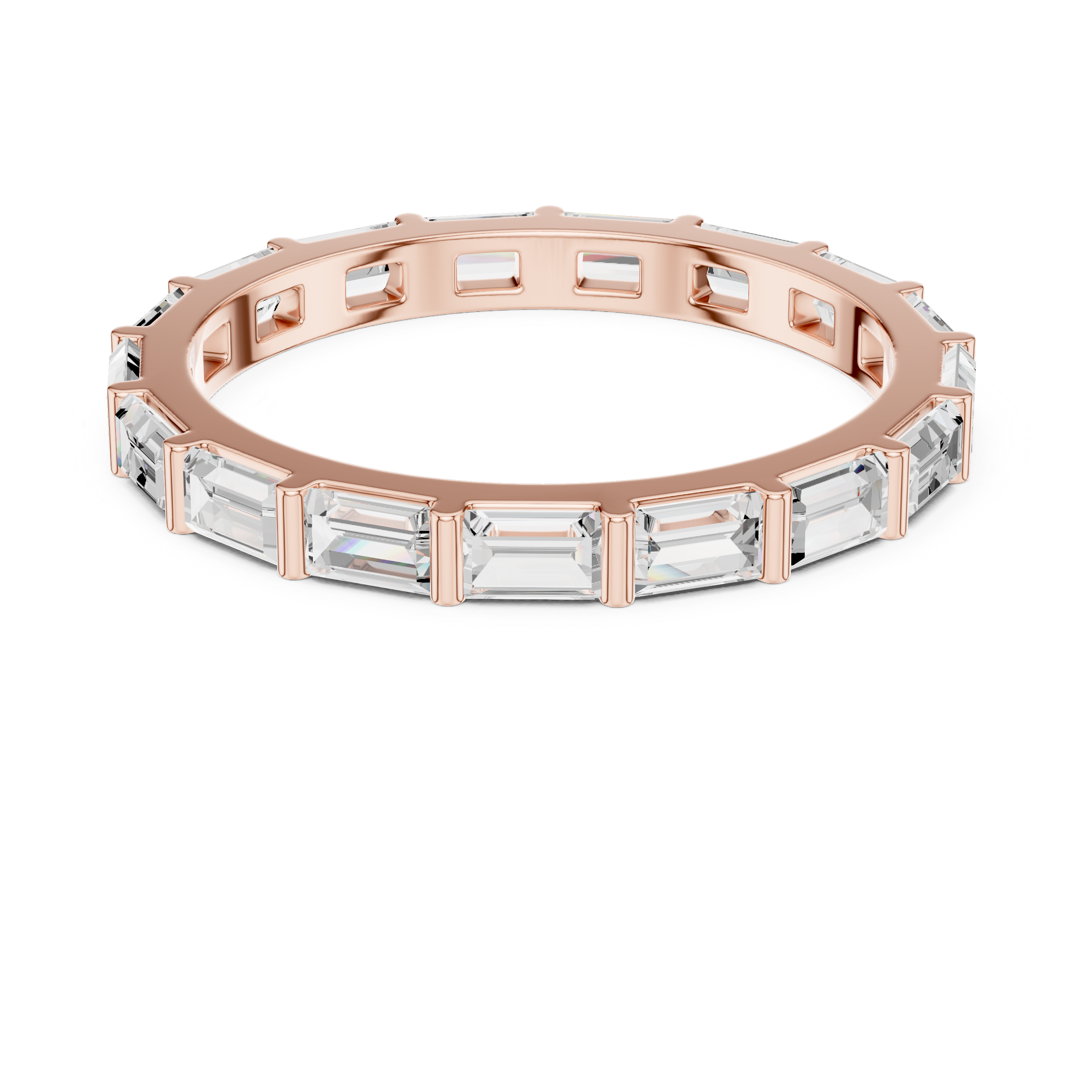 Baguette Cut Diamond Eternity Band Ring in Rose Gold