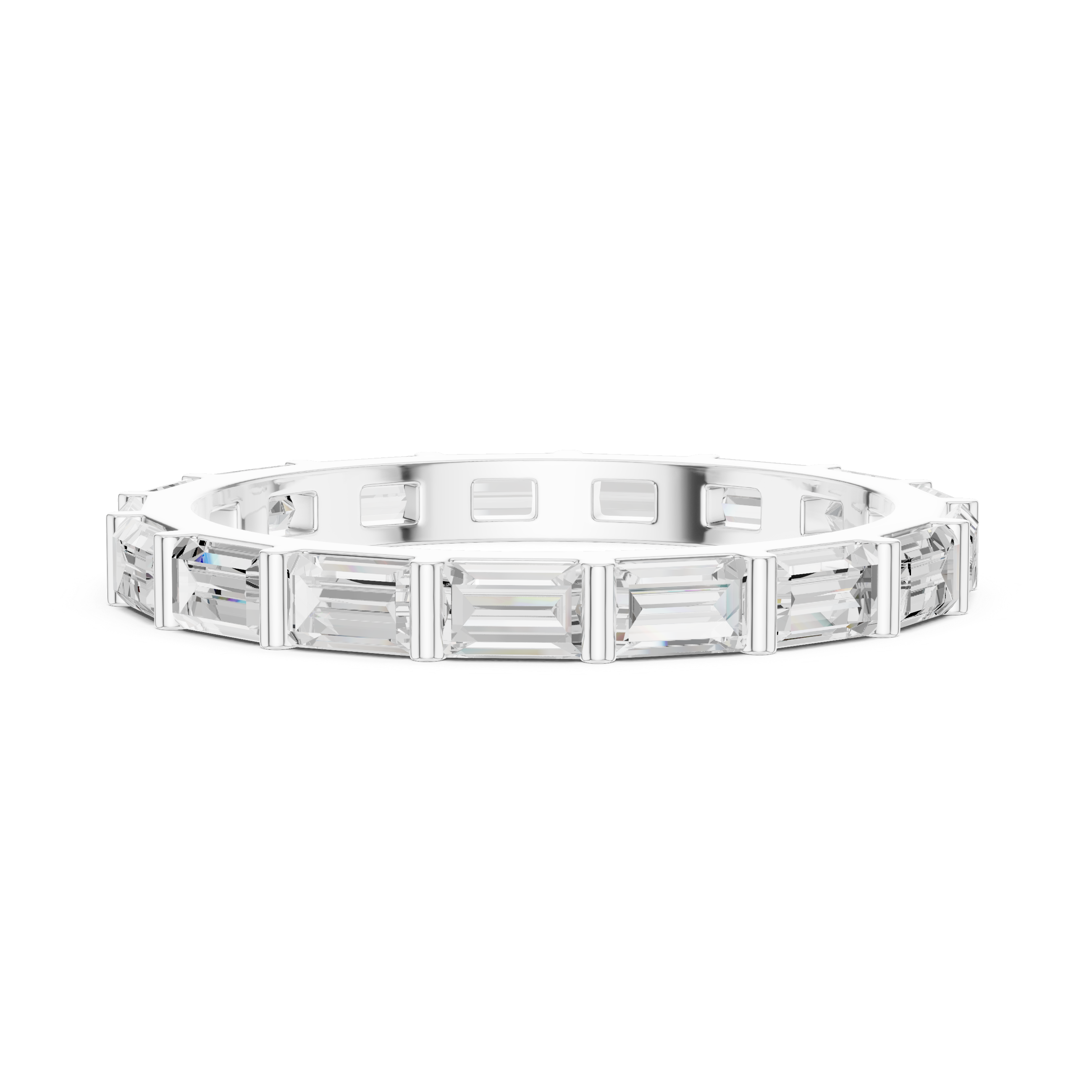 Baguette Cut Diamond Eternity Band Ring in Rose Gold