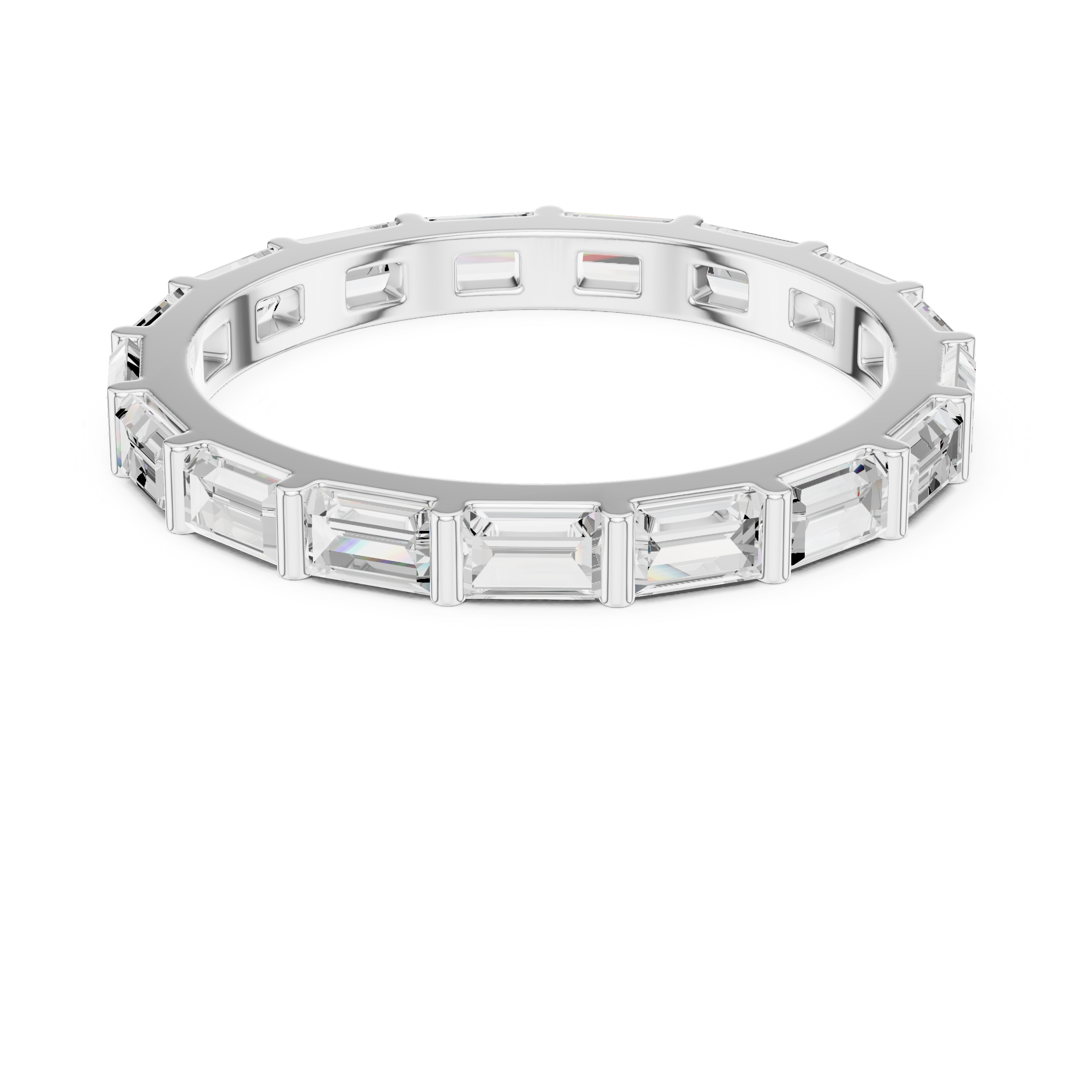 Baguette Cut Diamond Eternity Band Ring in Rose Gold