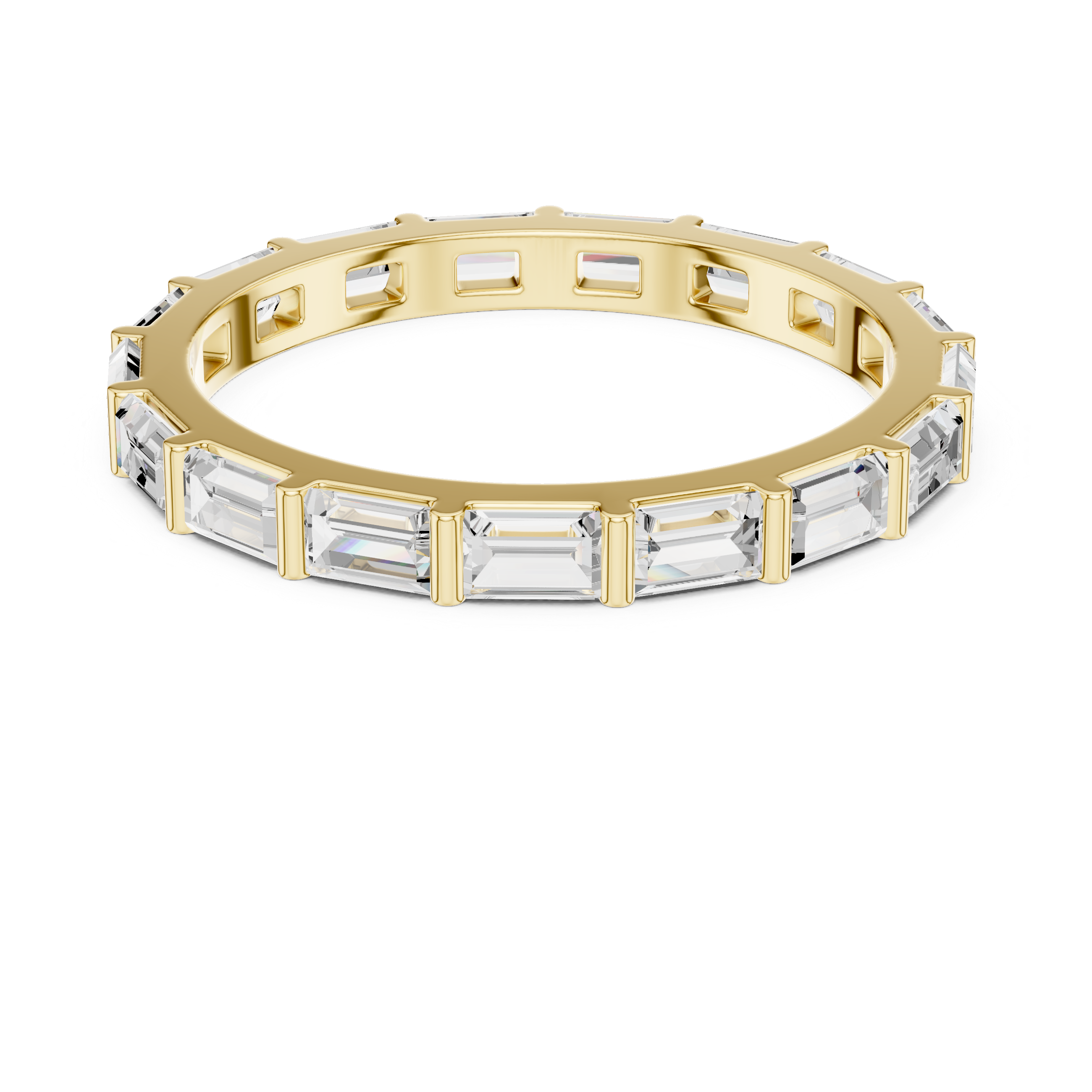Baguette Cut Diamond Eternity Band Ring in Rose Gold