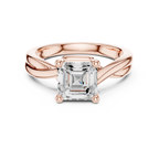 Asscher Cut Twisted Solitaire Diamond Engagement Ring