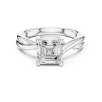 Asscher Cut Twisted Solitaire Diamond Engagement Ring