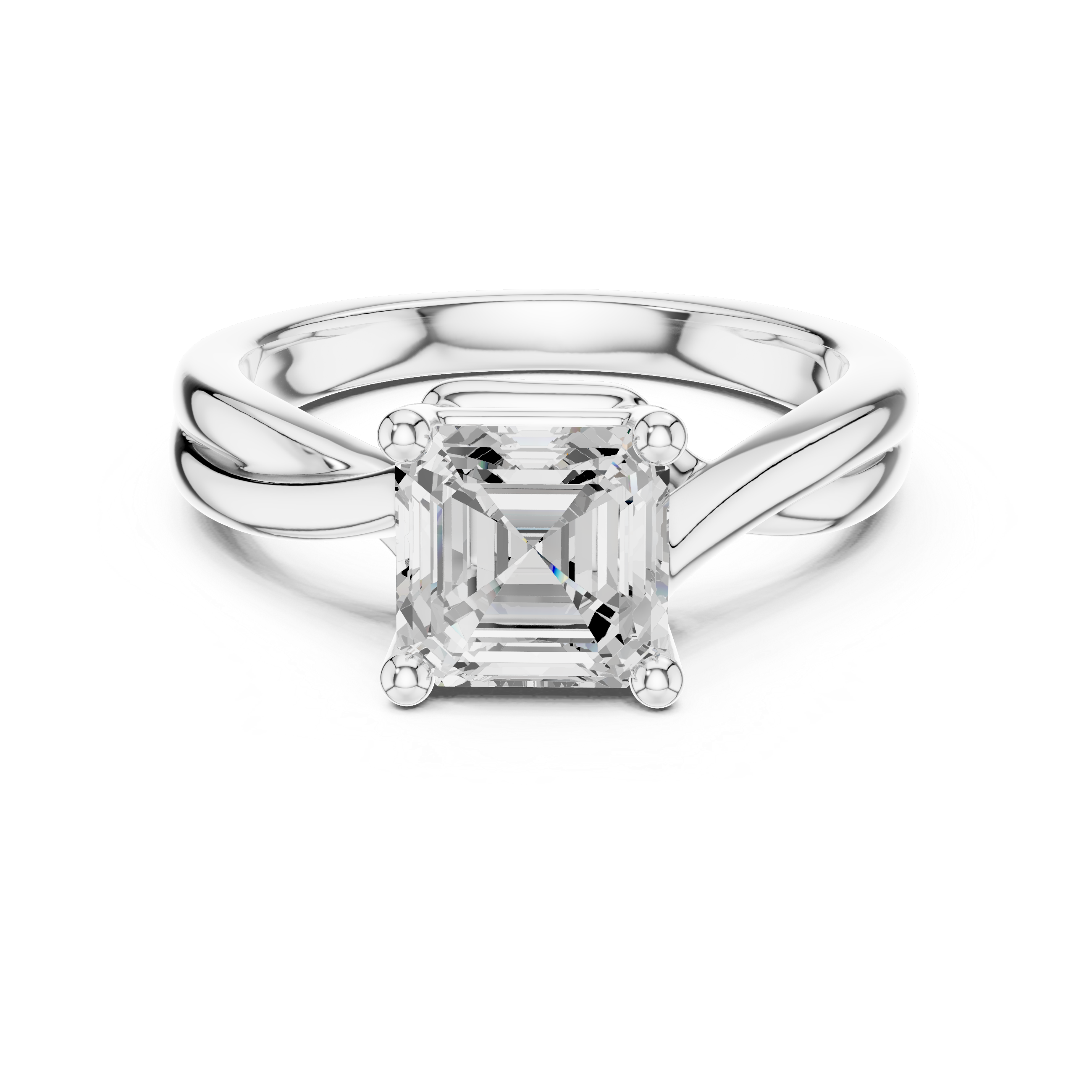 Asscher Cut Twisted Solitaire Diamond Engagement Ring