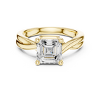 Asscher Cut Twisted Solitaire Diamond Engagement Ring