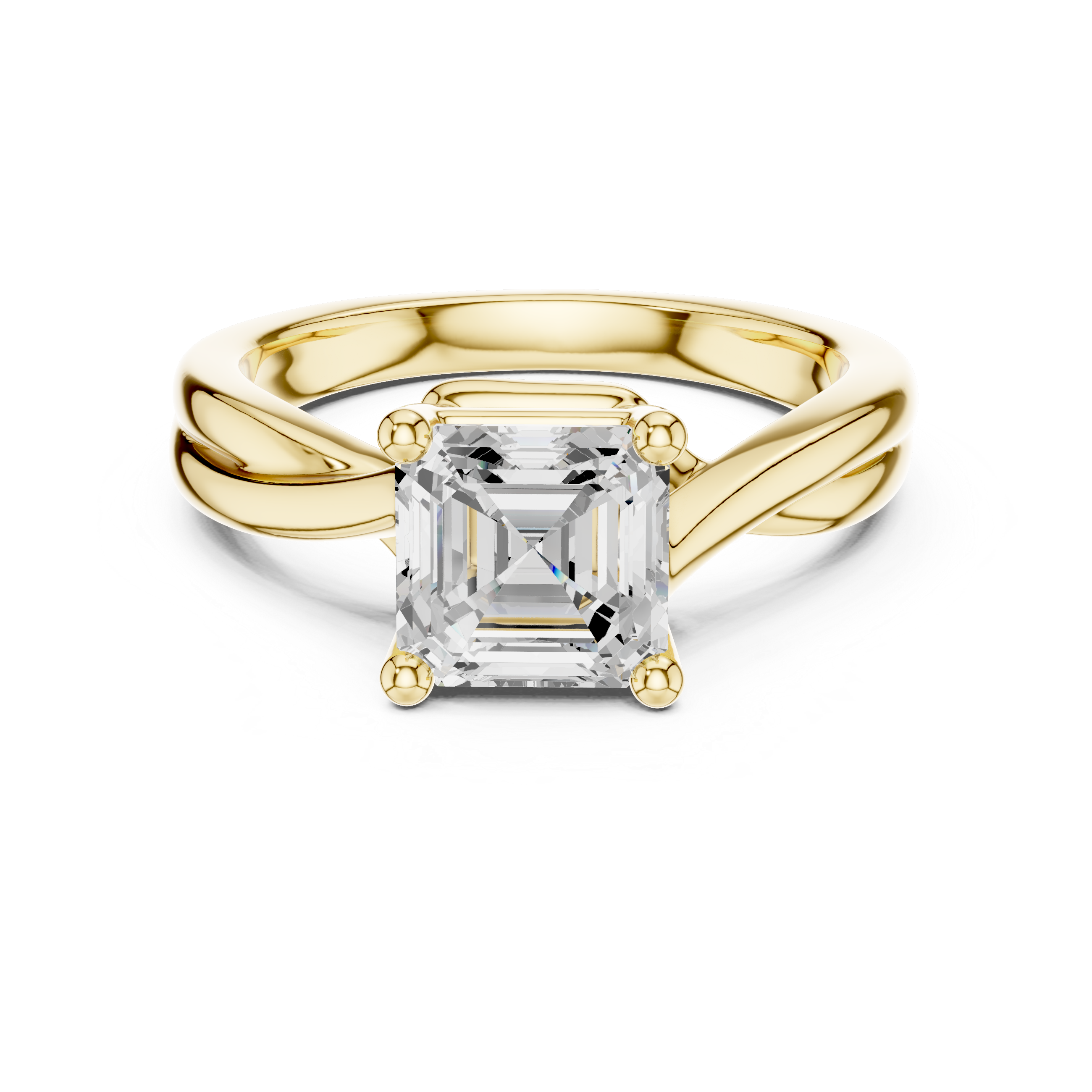 Asscher Cut Twisted Solitaire Diamond Engagement Ring