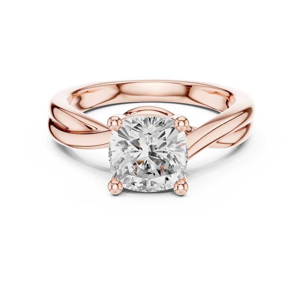 Cushion Cut Twisted Solitaire Diamond Engagement Ring