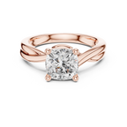 Cushion Cut Twisted Solitaire Diamond Engagement Ring