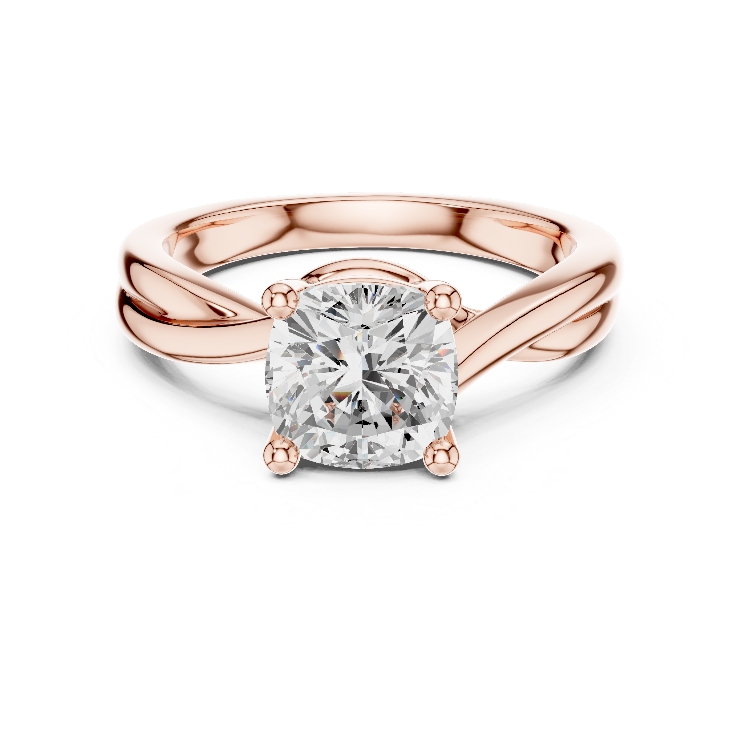 Cushion Cut Twisted Solitaire Diamond Engagement Ring