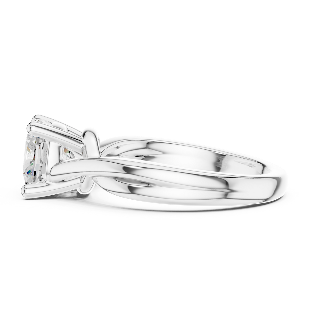 Cushion Cut Twisted Solitaire Diamond Engagement Ring