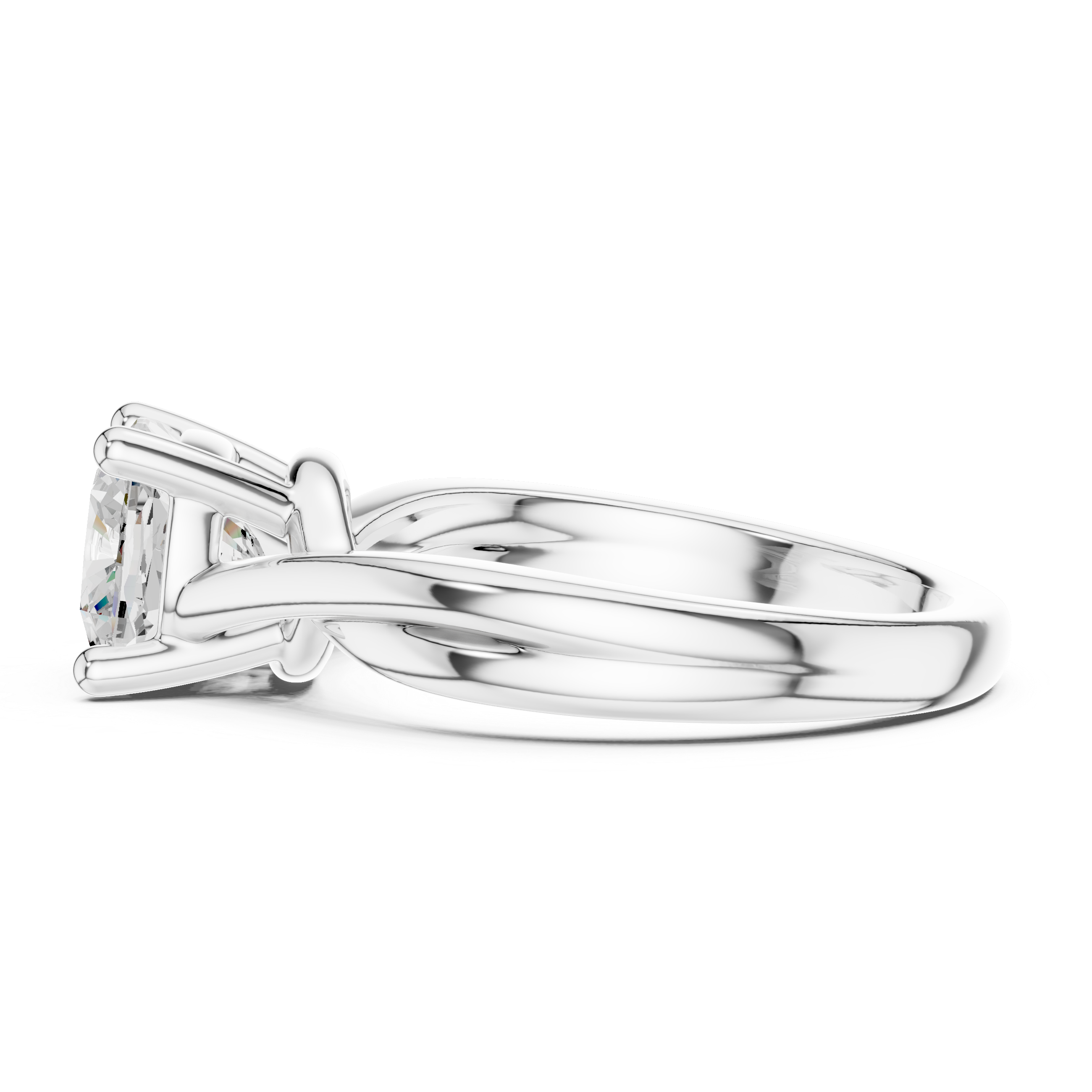 Cushion Cut Twisted Solitaire Diamond Engagement Ring