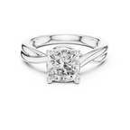 Cushion Cut Twisted Solitaire Diamond Engagement Ring