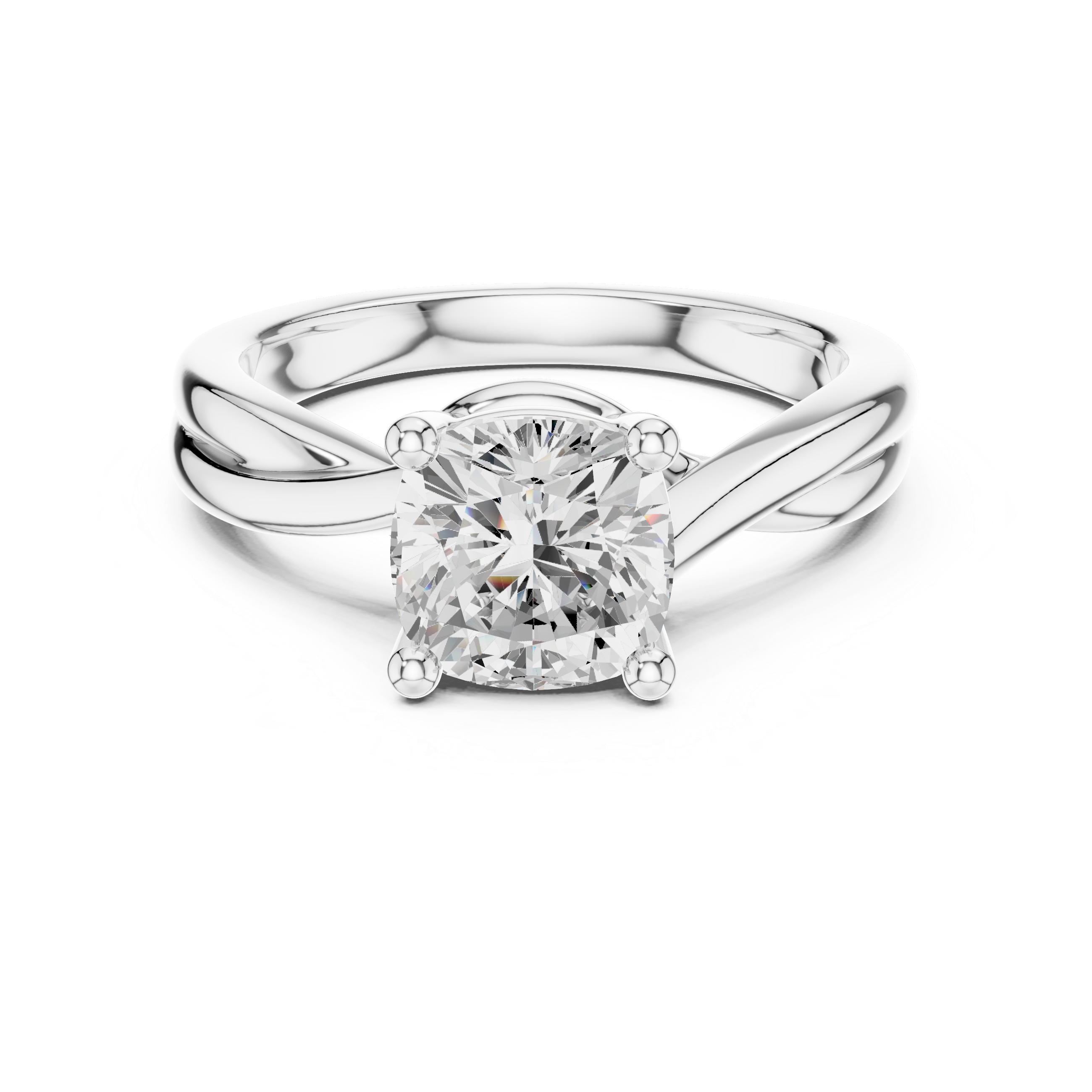 Cushion Cut Twisted Solitaire Diamond Engagement Ring