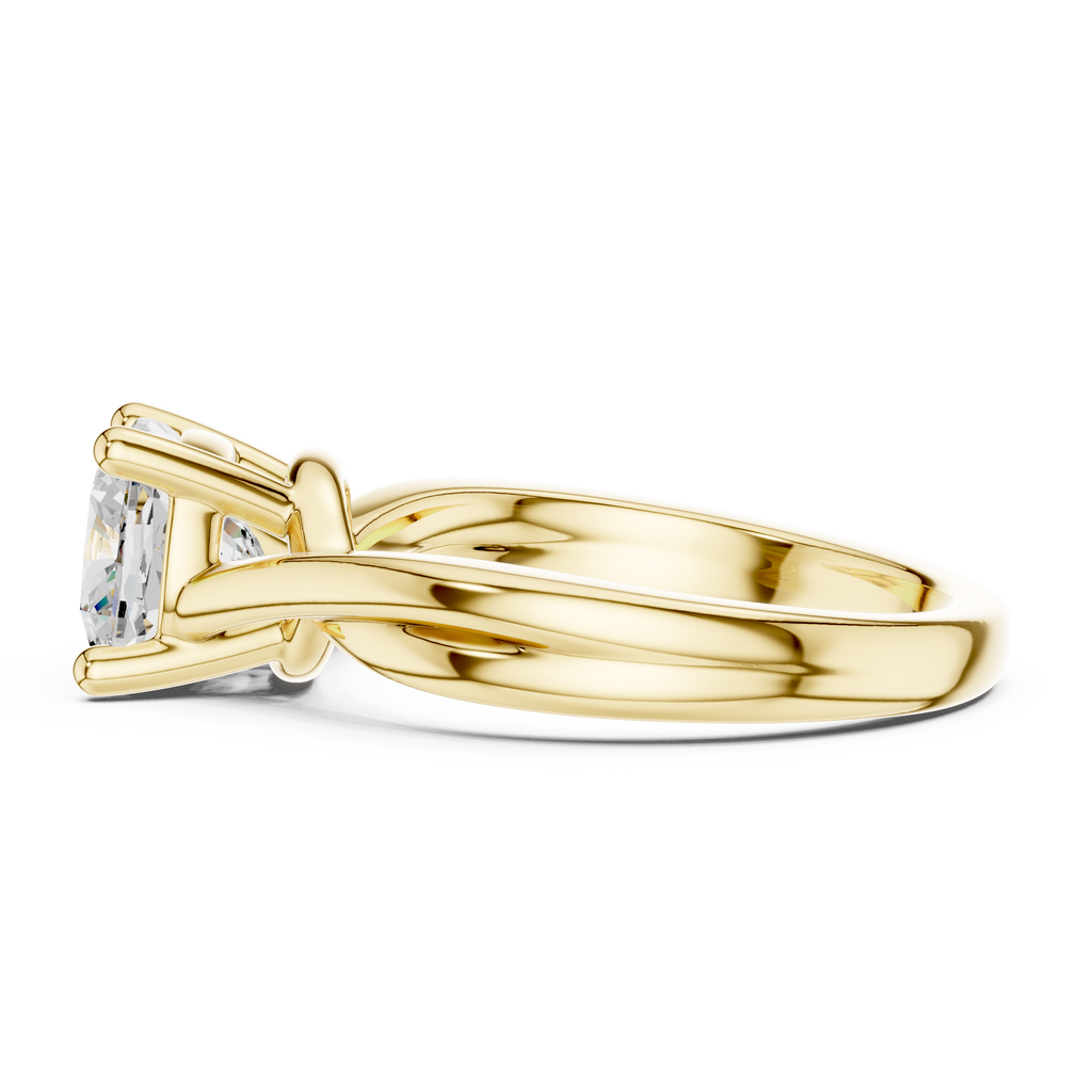 Cushion Cut Twisted Solitaire Diamond Engagement Ring