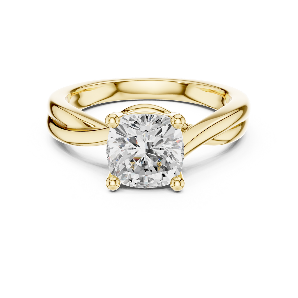 Cushion Cut Twisted Solitaire Diamond Engagement Ring