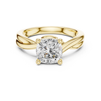 Cushion Cut Twisted Solitaire Diamond Engagement Ring