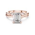 Emerald Cut Twisted Solitaire Diamond Engagement Ring
