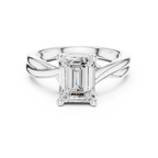 Emerald Cut Twisted Solitaire Diamond Engagement Ring