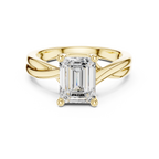 Emerald Cut Twisted Solitaire Diamond Engagement Ring