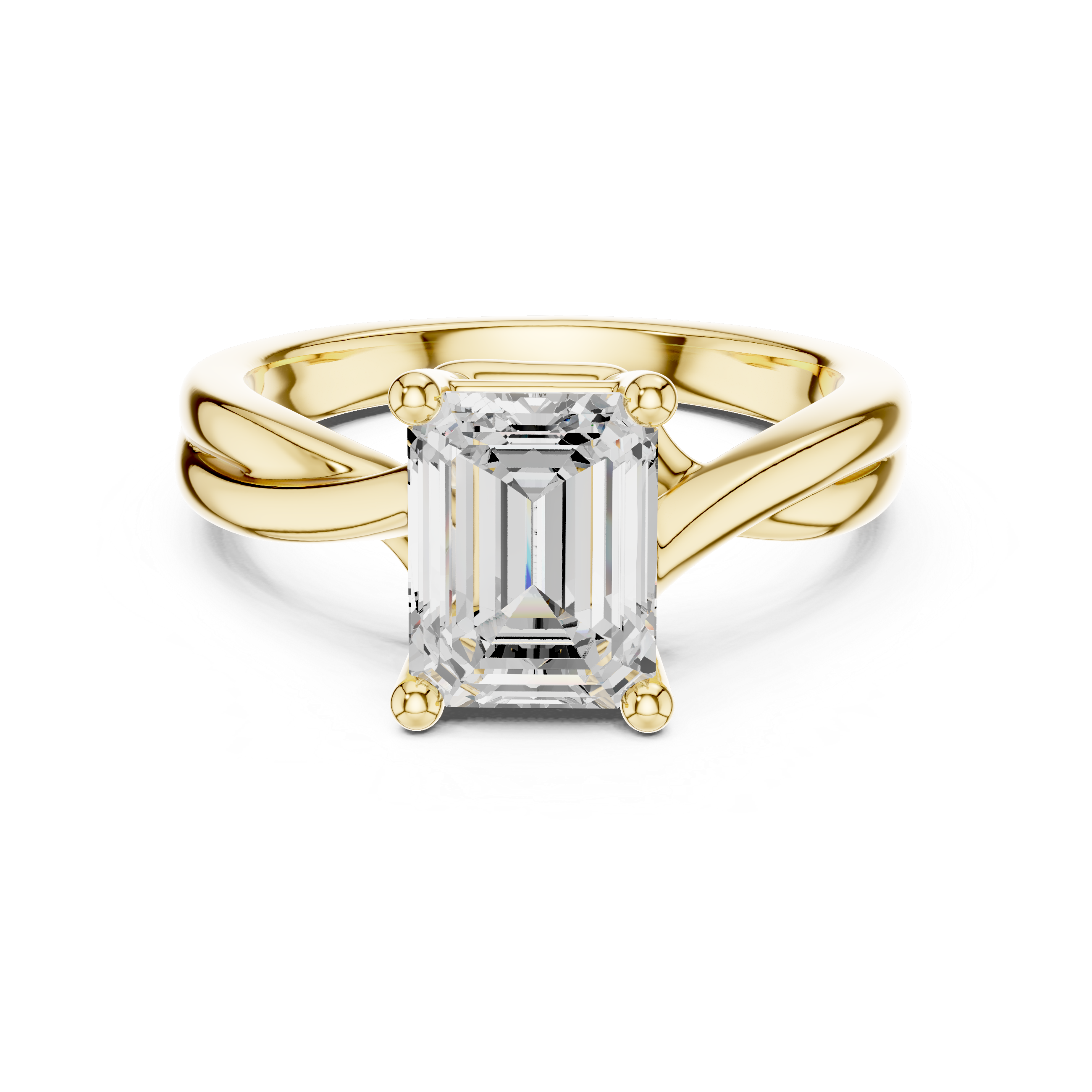 Emerald Cut Twisted Solitaire Diamond Engagement Ring