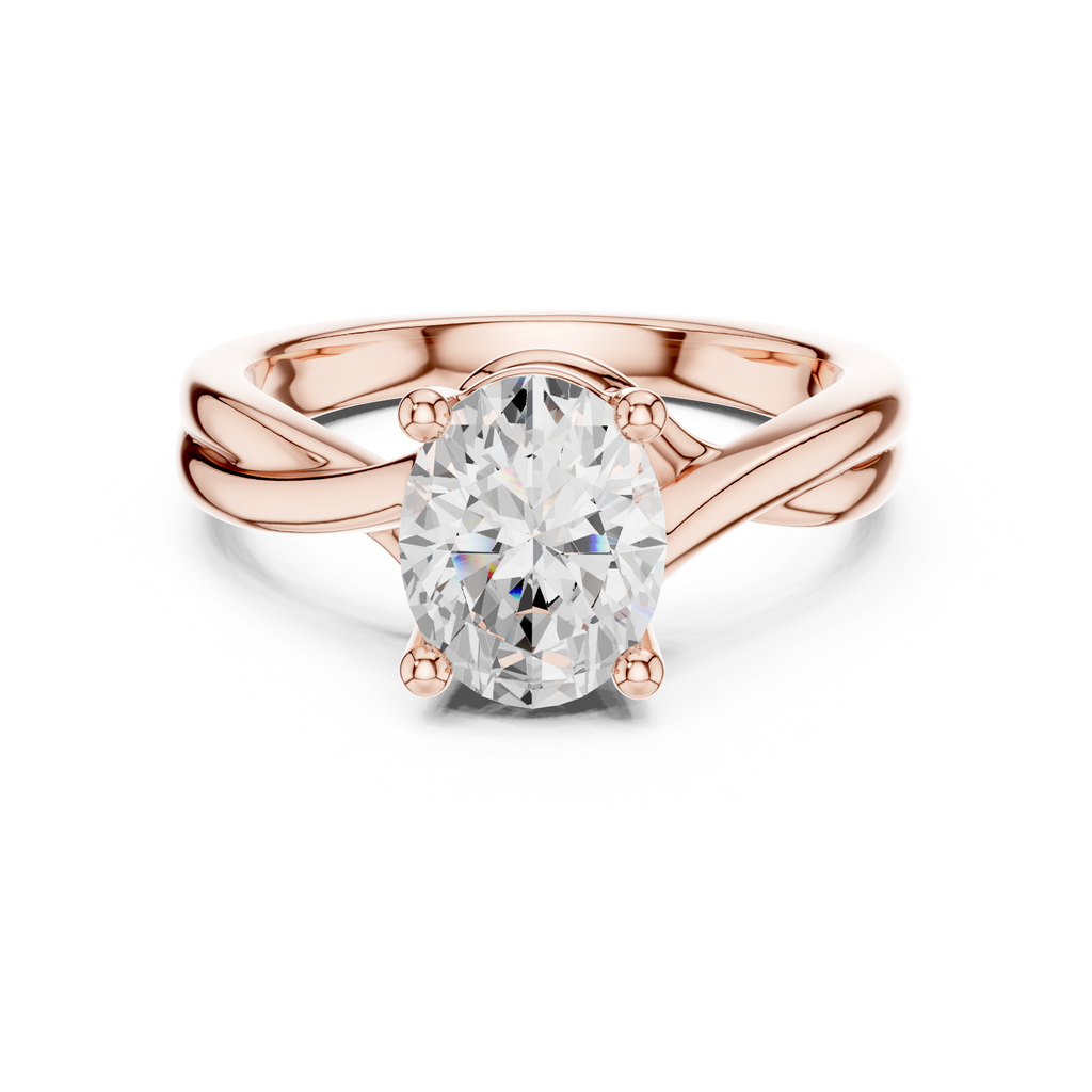 Oval Cut Twisted Solitaire Diamond Engagement Ring
