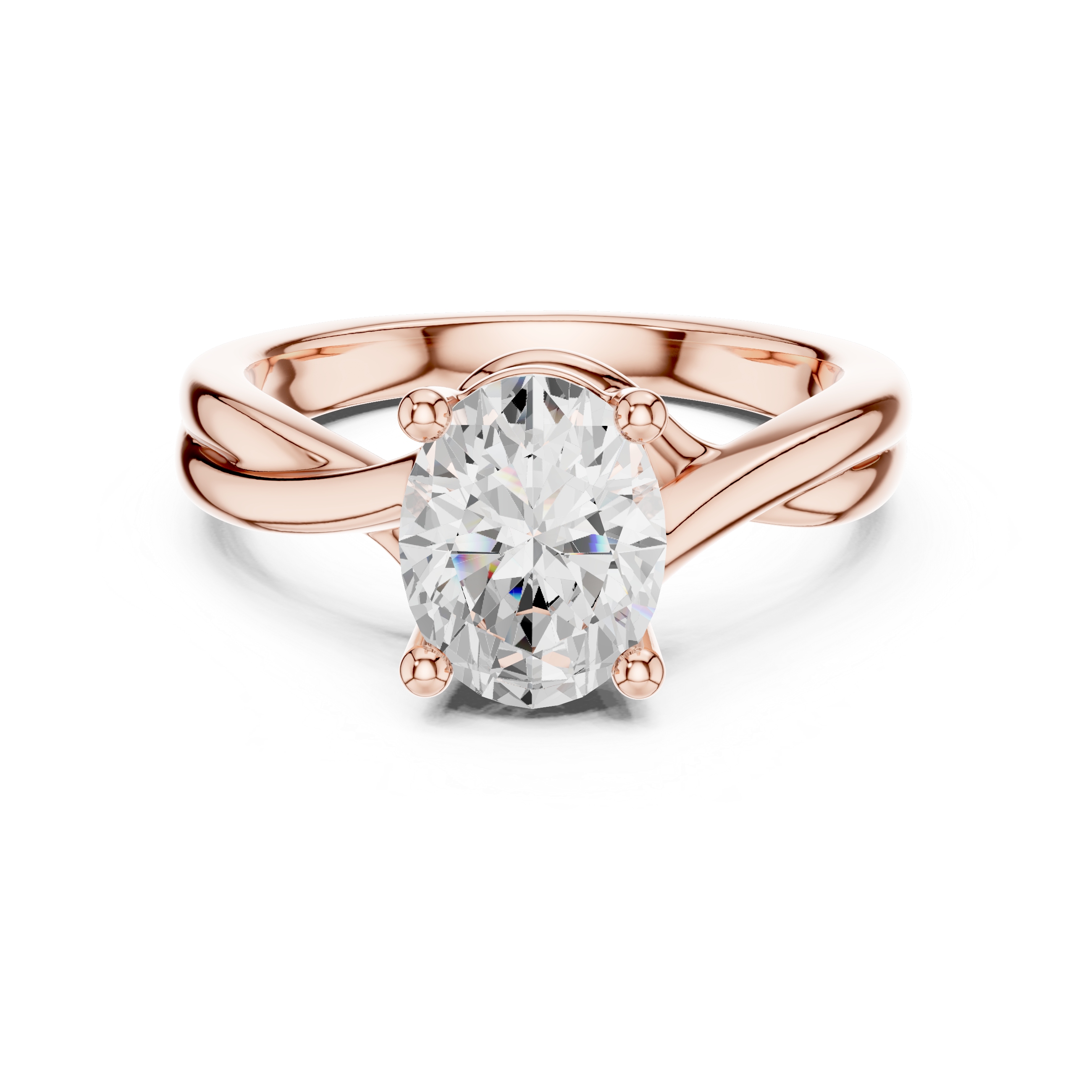Oval Cut Twisted Solitaire Diamond Engagement Ring
