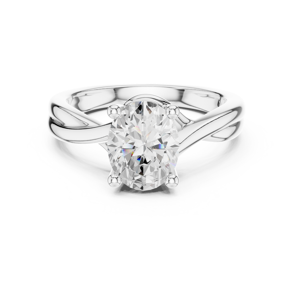 Oval Cut Twisted Solitaire Diamond Engagement Ring