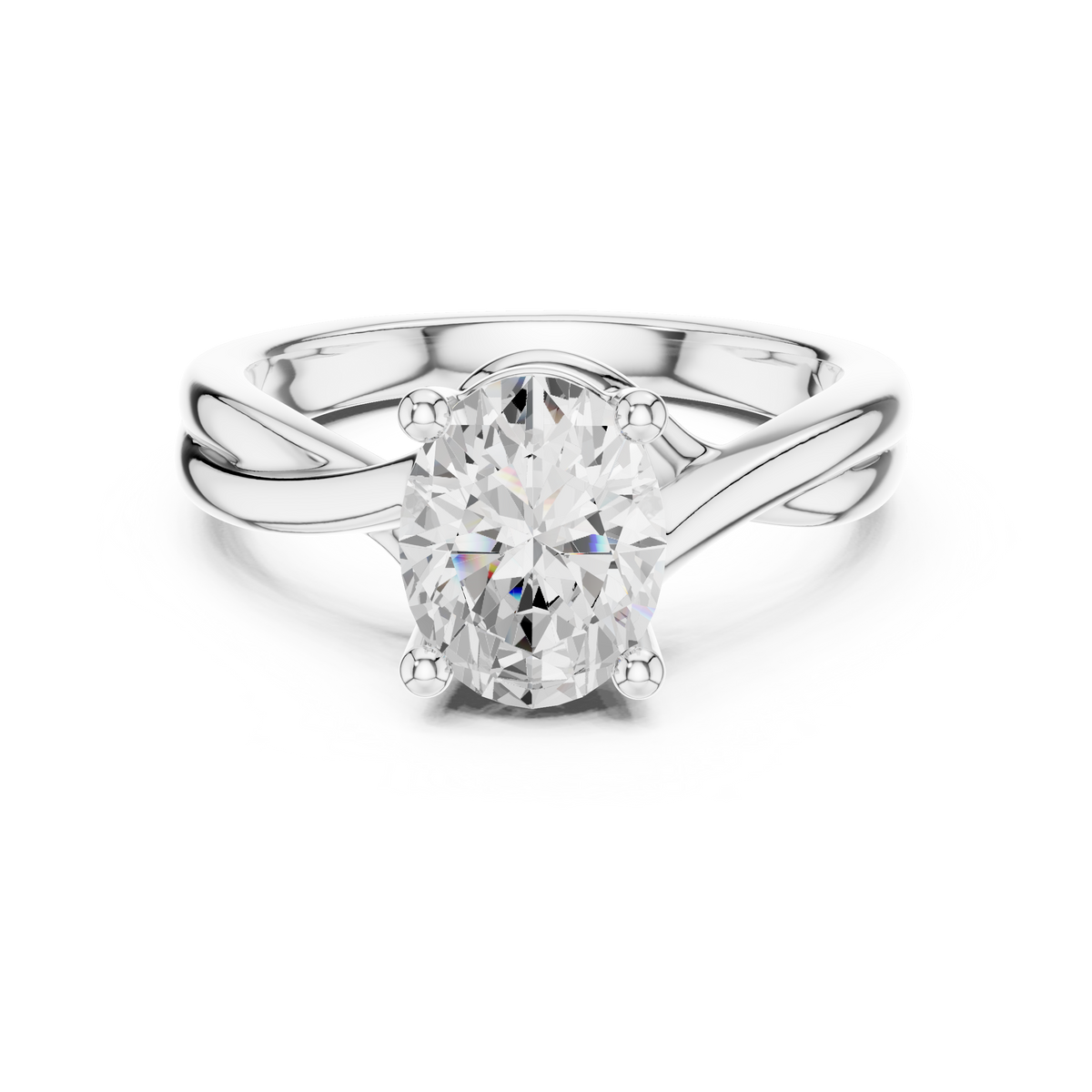 Oval Cut Twisted Solitaire Diamond Engagement Ring — Jewelix Atelier