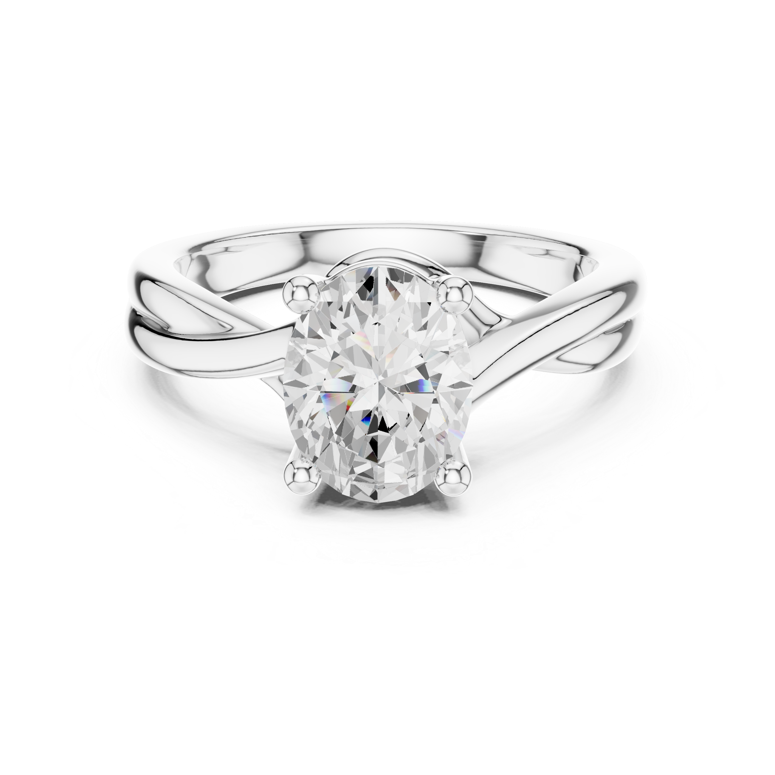 Oval Cut Twisted Solitaire Diamond Engagement Ring